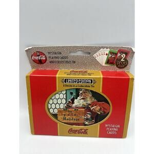 NOS Nostalgia Christmas Santa Claus Playing Card Set Of 2 Decks In Original Tin